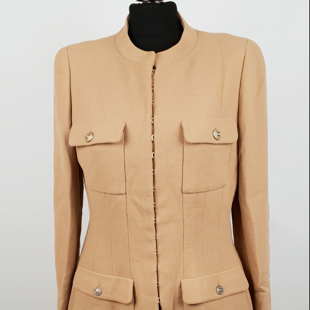 Chanel Tweed Blazer & Skirt Suit Set Women Size 44